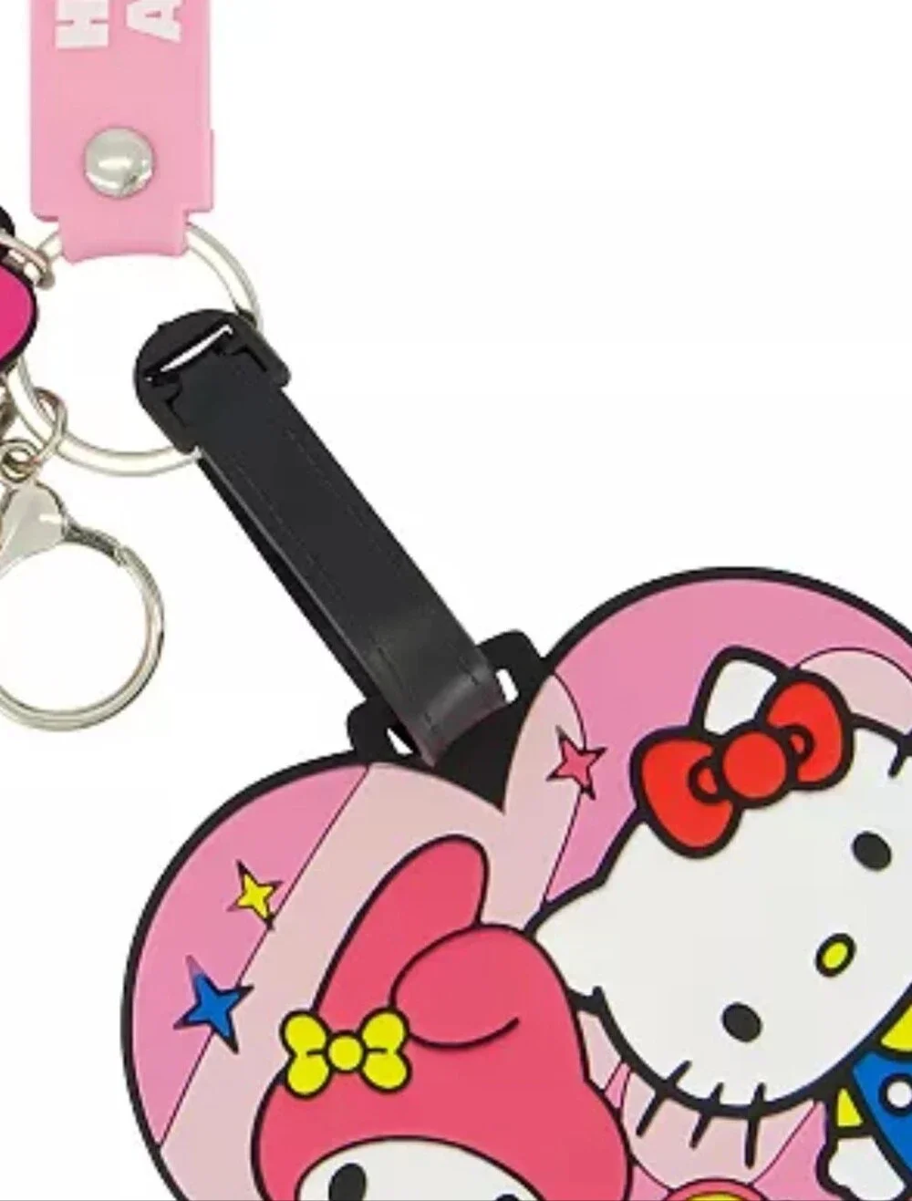 Hello Kitty Pink Heart Luggage Tag with Friends Charm And Lanyard Key Ring 2024